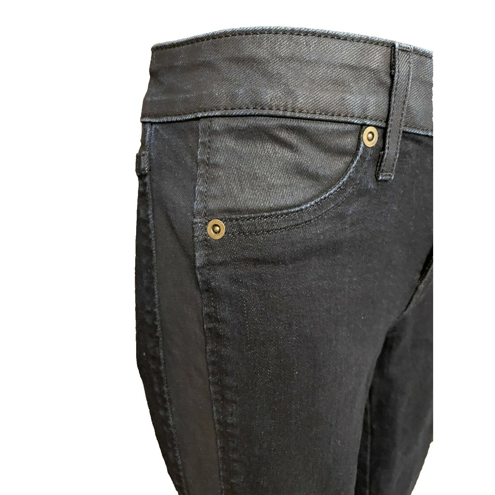 Cache Womens Low Rise Straight Leg Tuxedo Stripe Denim Jeans Size 0 Black Cotton - Picture 8 of 13